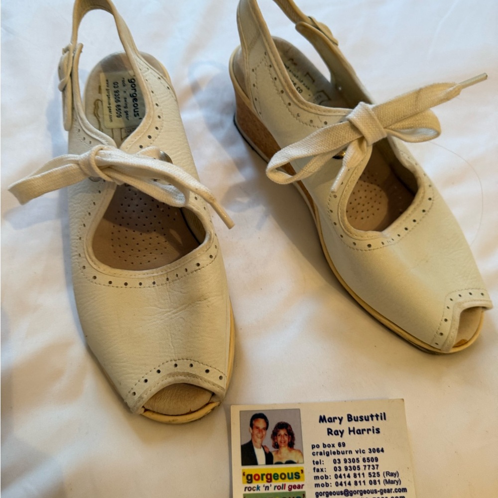 The famous Bleyers swing dance shoes! Cream Peep Toe Wedges